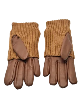 Brown Leather & Wool Driving Gloves by Nicole Farhi - UK S/M