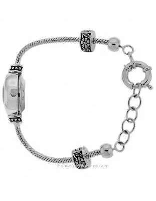 Reflection Beads Sterling Silver Watch Bead Bracelet - White Mother of Pearl