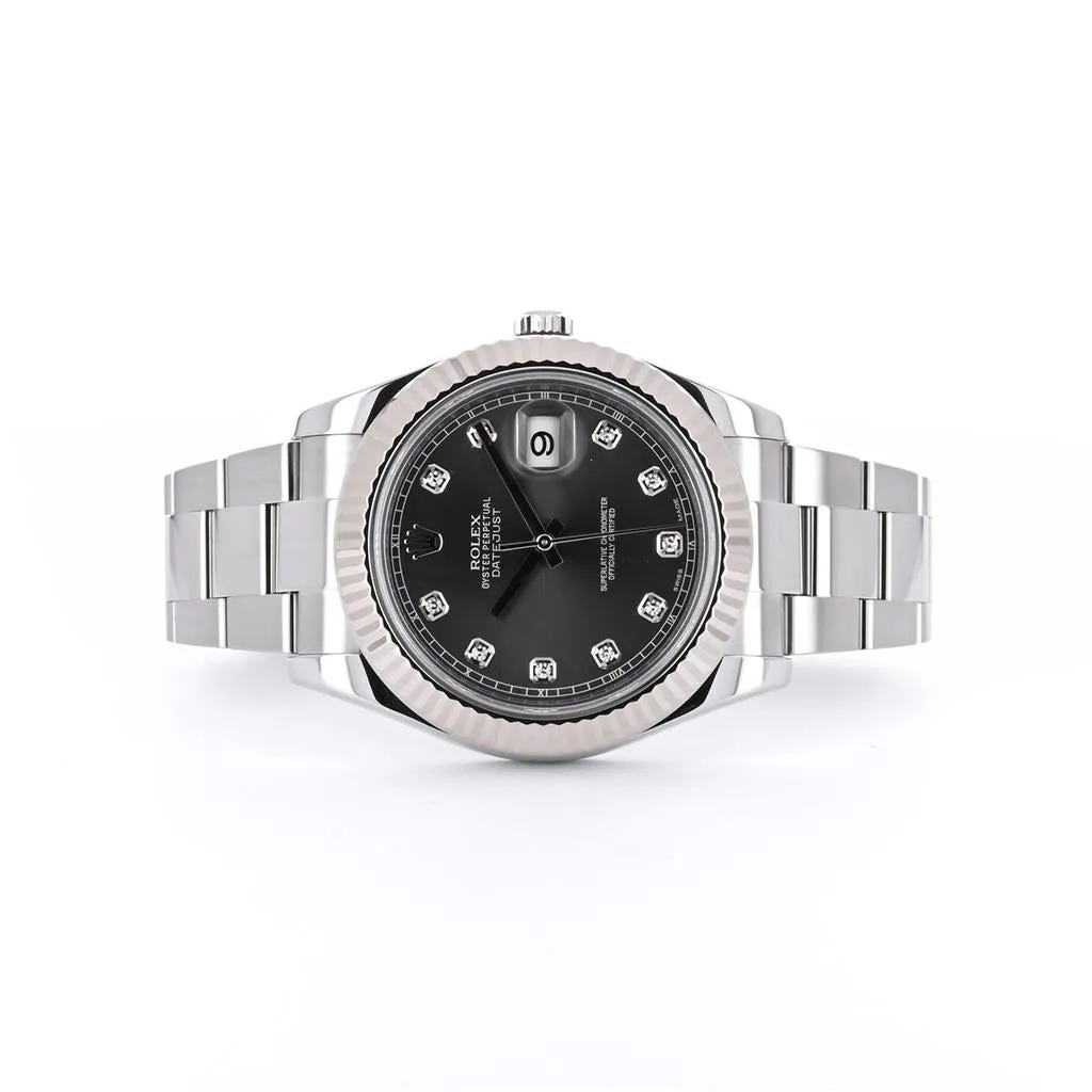 Rolex | 41mm Datejust II, Stainless Steel, Diamond Index, Fluted Bezel, Oyster - 116334