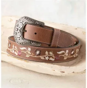 Roper Embroidered Floral Genuine Leather Belt