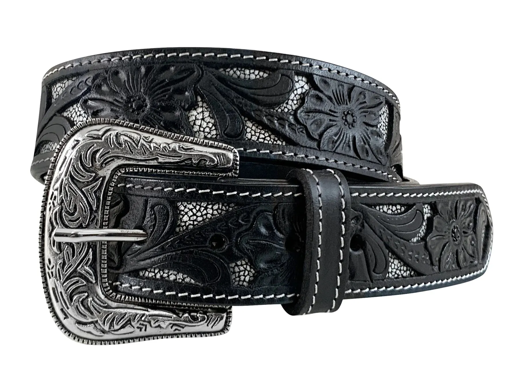 Roper Women's Floral Cutout Belt- Black