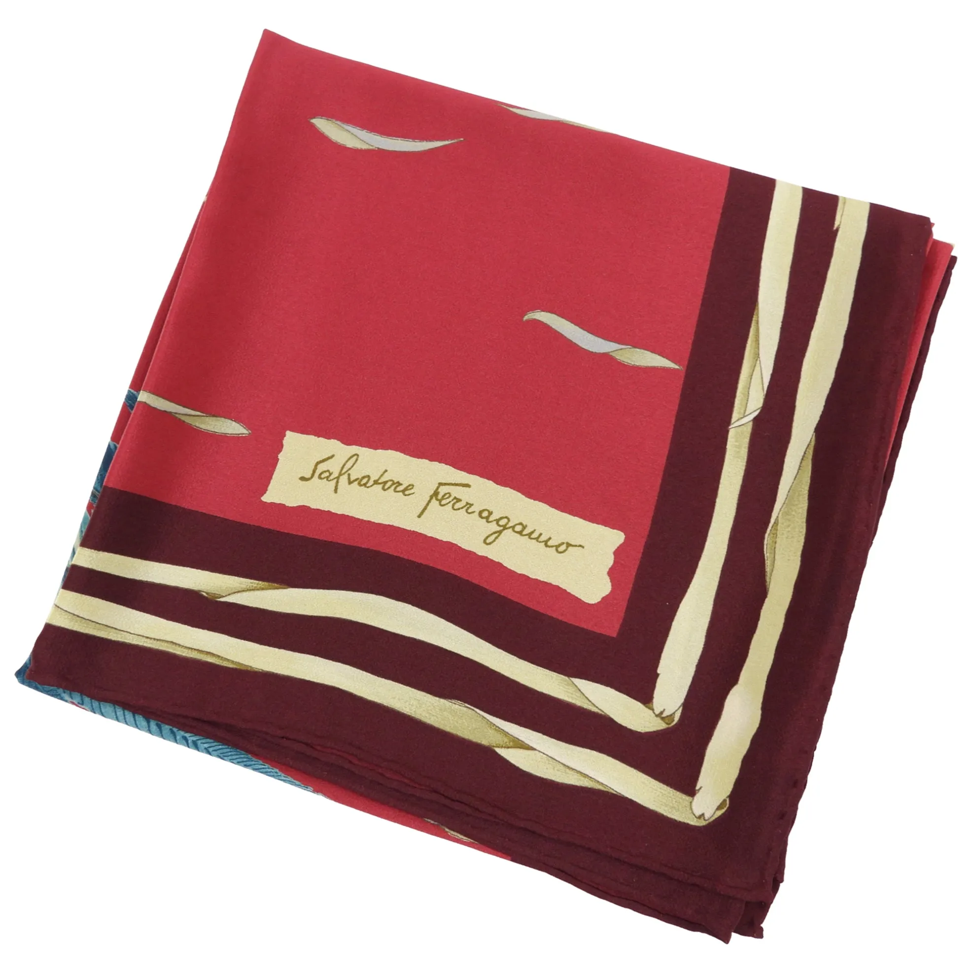 Salvatore Ferragamo Vintage 1980's Silk Duck Hunting Scarf