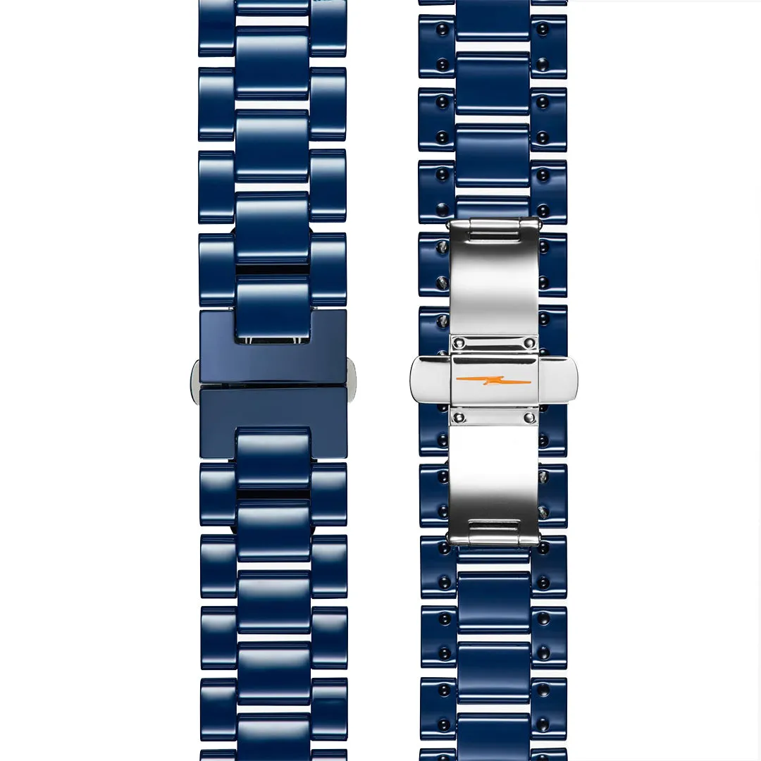 Shinola Canfield Sport 40MM Blue Mother of Pearl Chronograph Cobalt Blue Ceramic Bracelet Watch