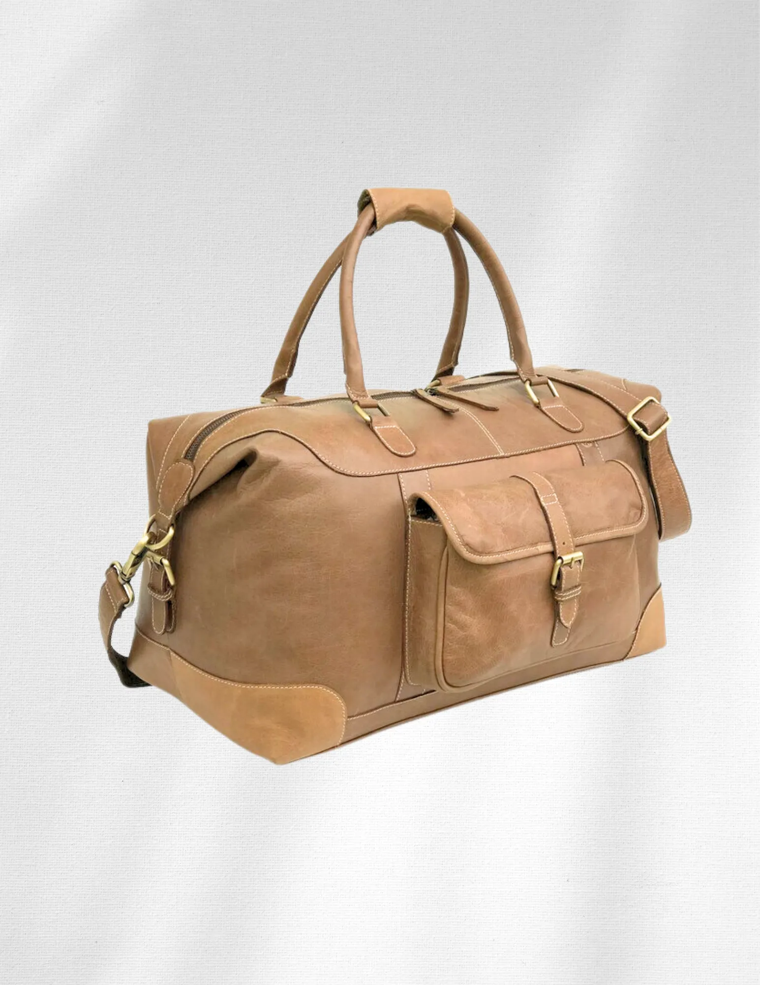 Soft Leather Cowhide Weekender Bag