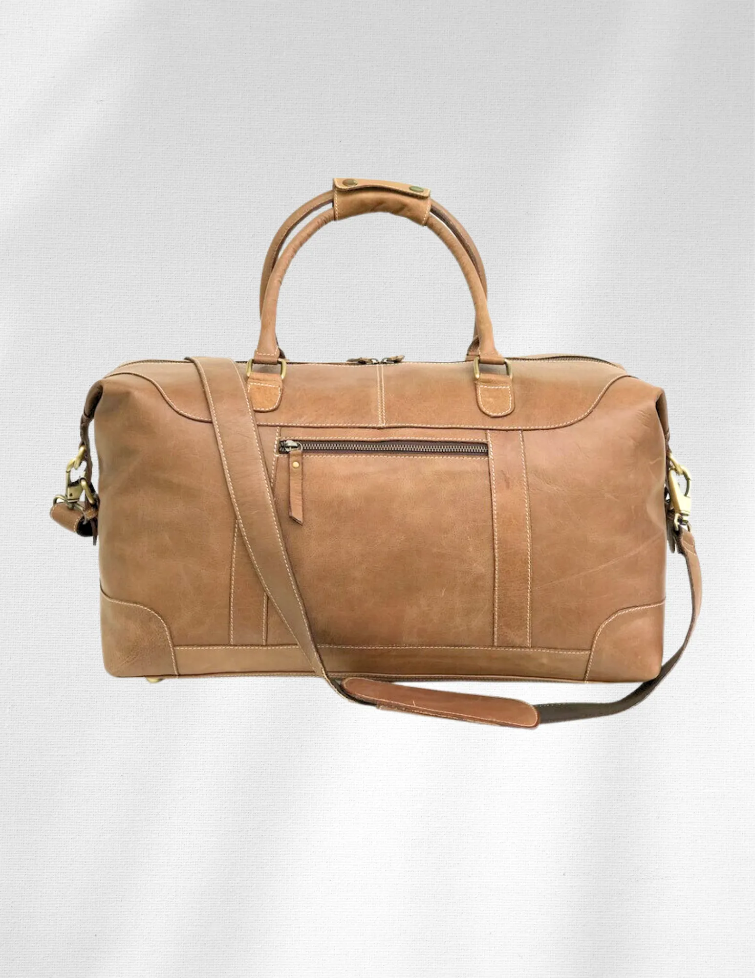 Soft Leather Cowhide Weekender Bag