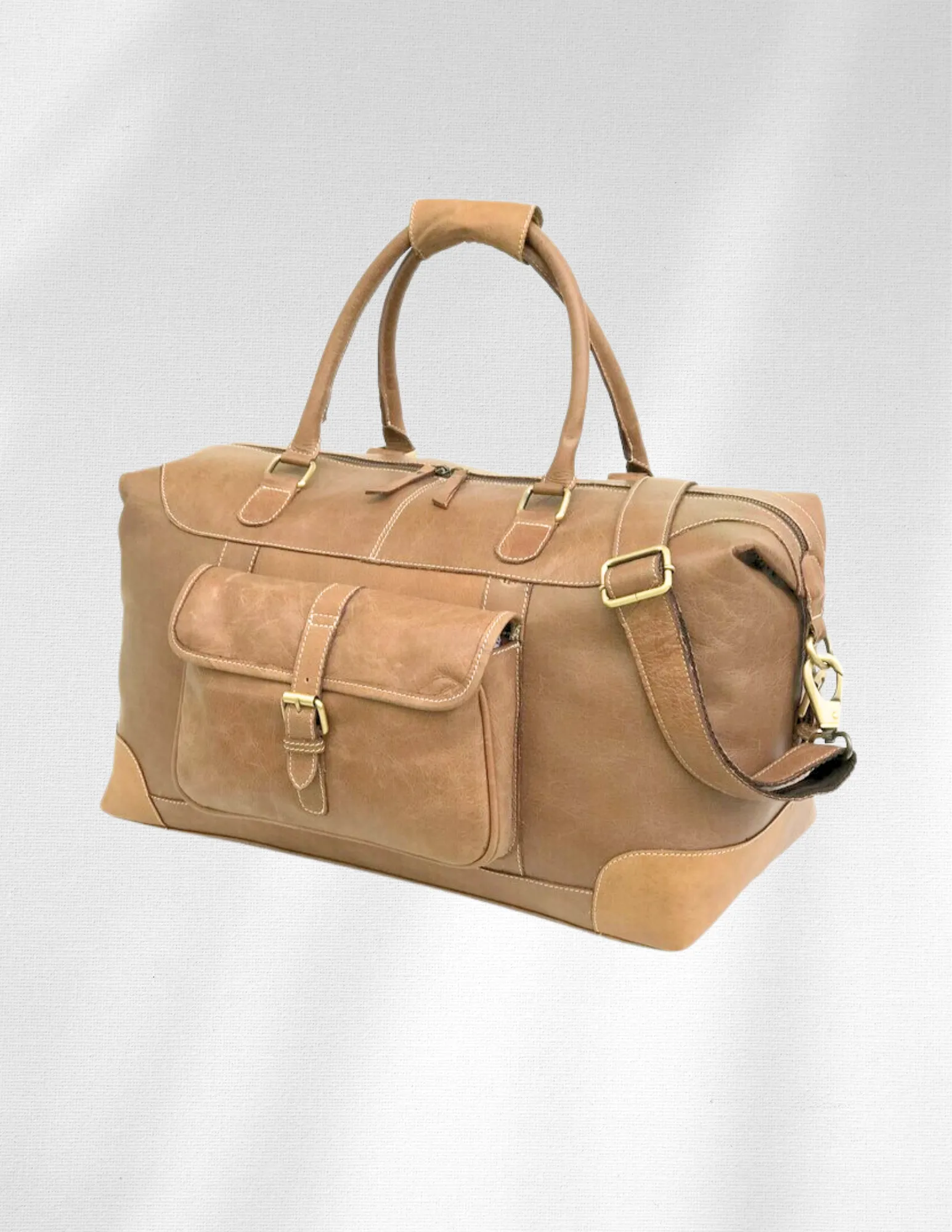 Soft Leather Cowhide Weekender Bag