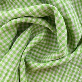 Stonewashed Gingham Linen | Bright Lime