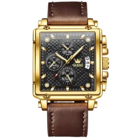 Top Brand Men's Watches Luxury Square Quartz Wrist Watch Original Waterproof Luminous Chronograph Watch for Men Relogio S4608306