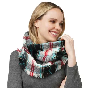 Trendy Plaid Check Patterned Infinity Scarf