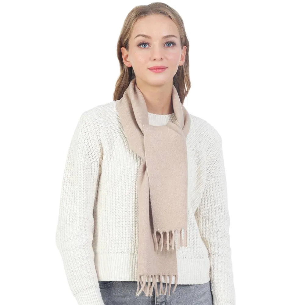 Trendy Solid Fringe Oblong Scarf