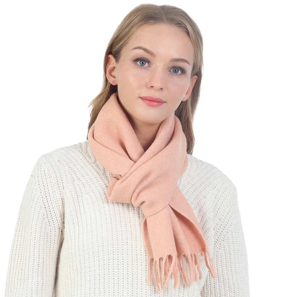 Trendy Solid Fringe Oblong Scarf