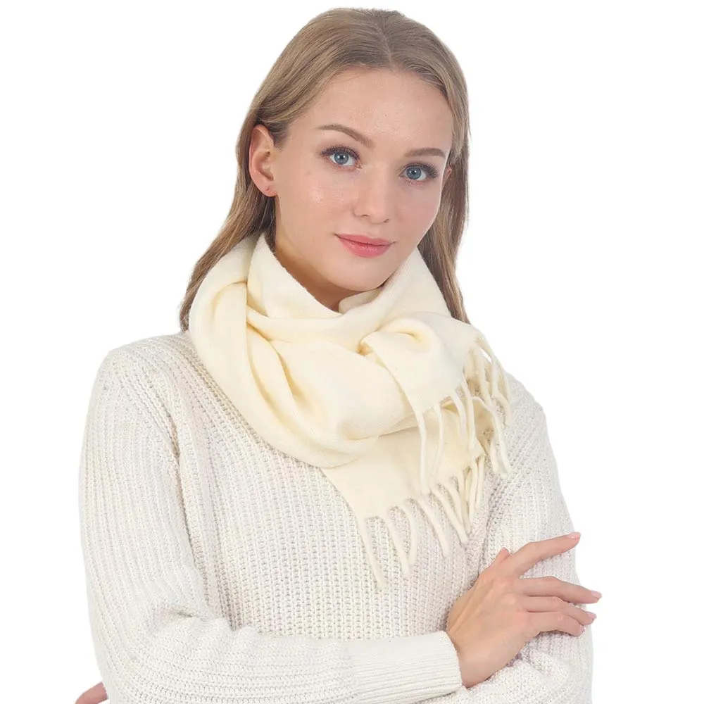 Trendy Solid Fringe Oblong Scarf