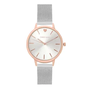 Twelve O'Heart Silver Mesh Strap Watch