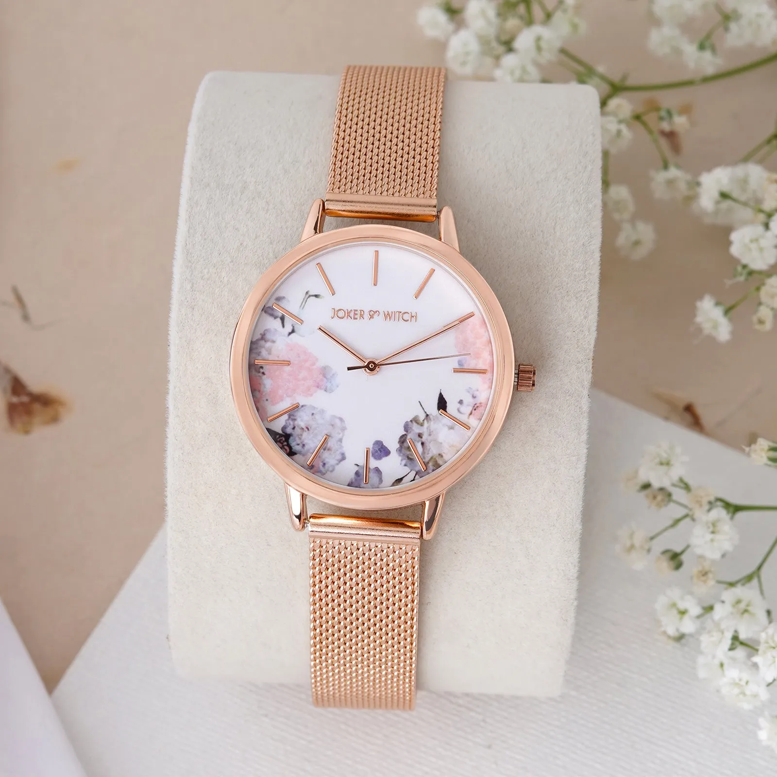 Tygra Rosegold Printed Dial Mesh Strap Watch