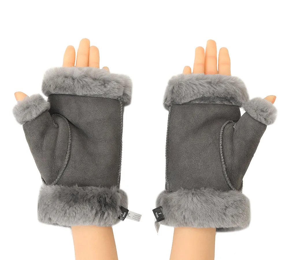 UGG AUSTRALIAN SHEPHERD Fluffy Fingerless Sheepskin Wool Mittens