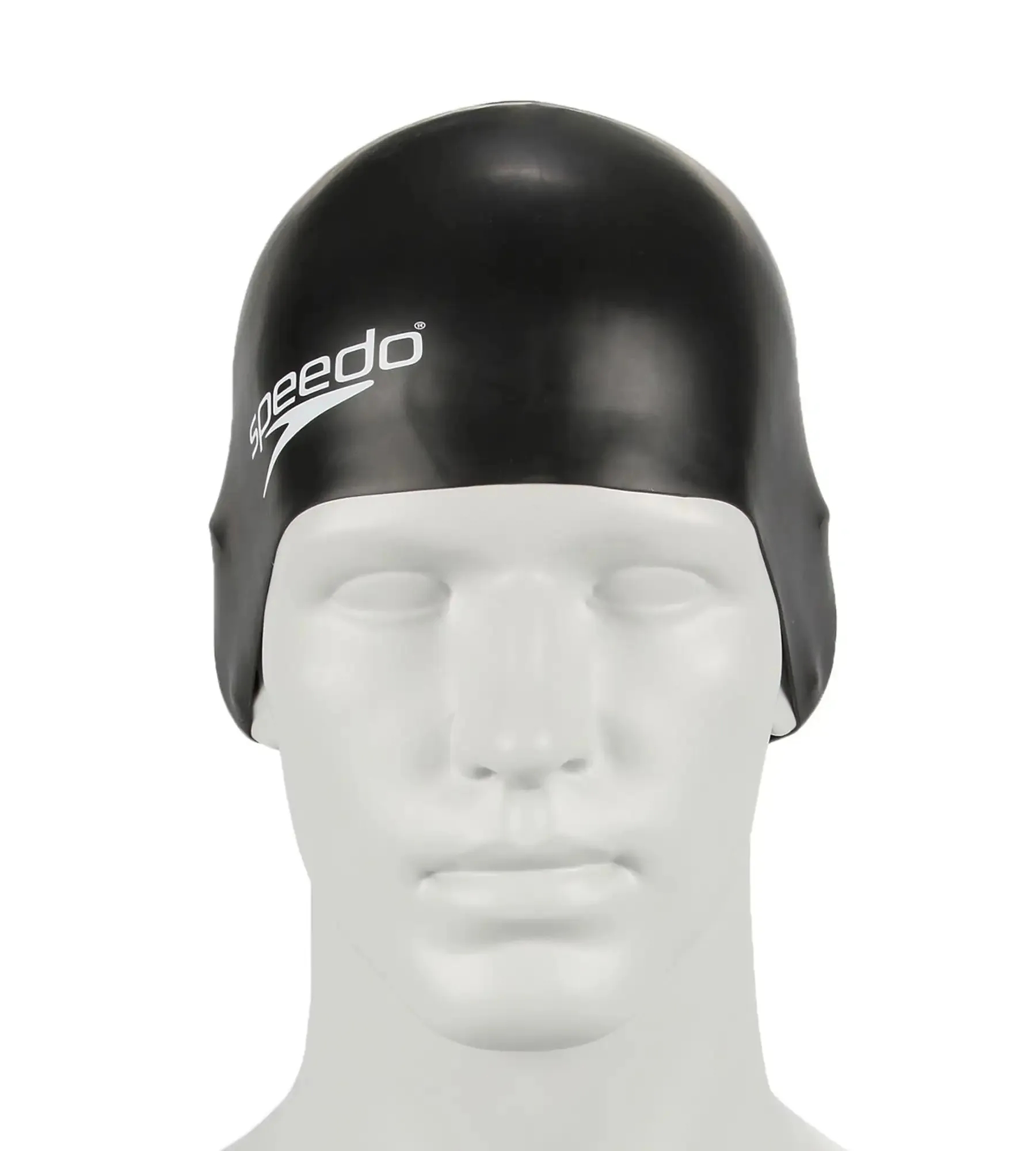 Unisex Junior Moulded Silicone Swim Caps - Black