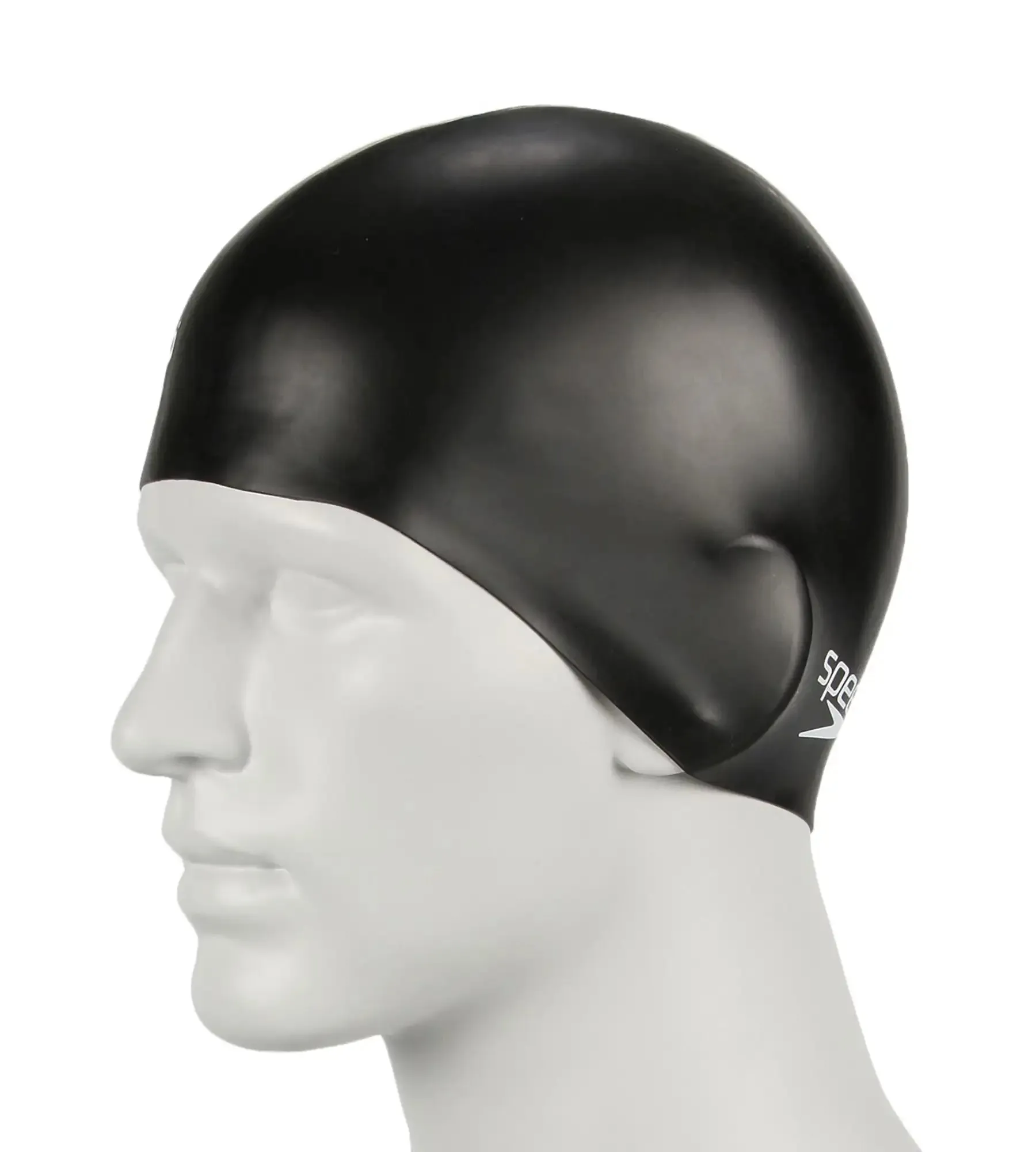 Unisex Junior Moulded Silicone Swim Caps - Black