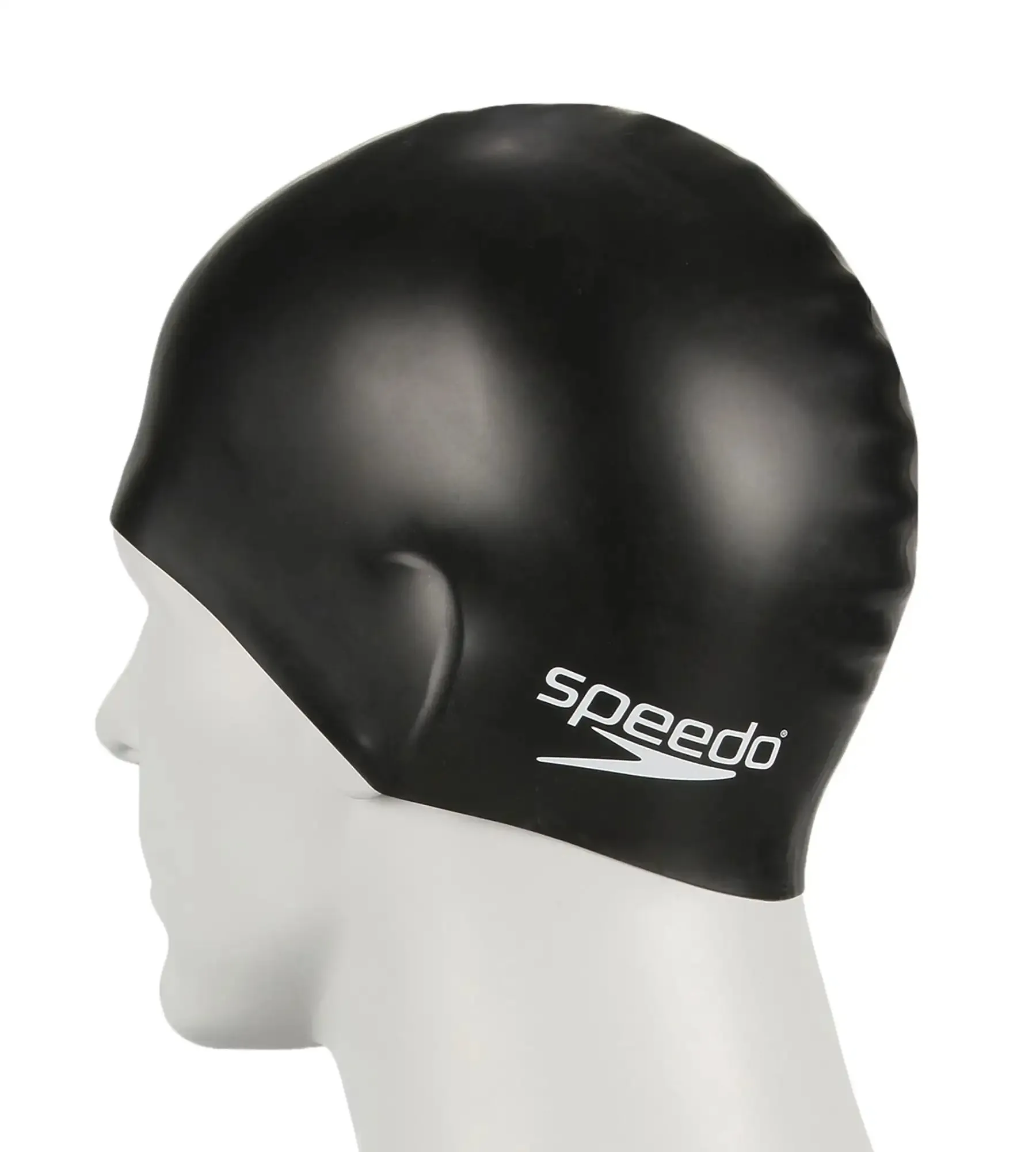 Unisex Junior Moulded Silicone Swim Caps - Black