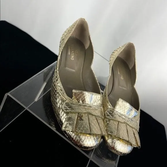 Valentino goldsnake low heel