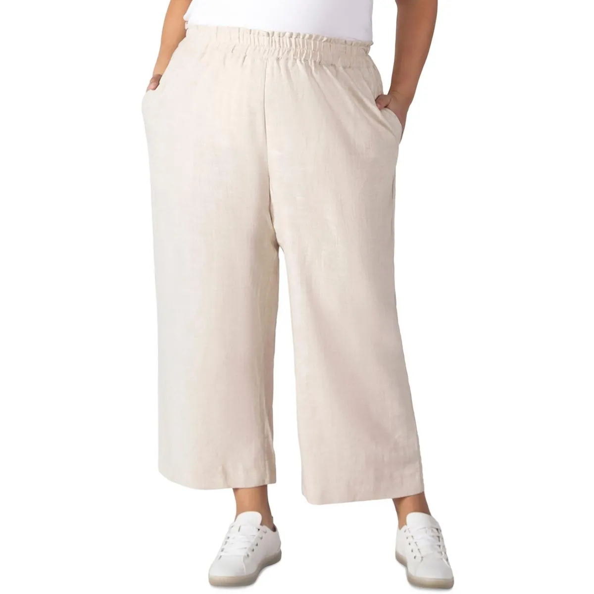 Womens High Rise Stretch Wide Leg Pants